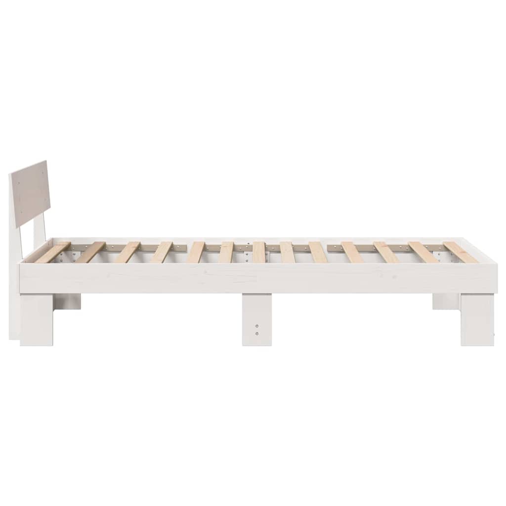 Bed Frame with Headboard White 80 x 200 cm Solid pine wood