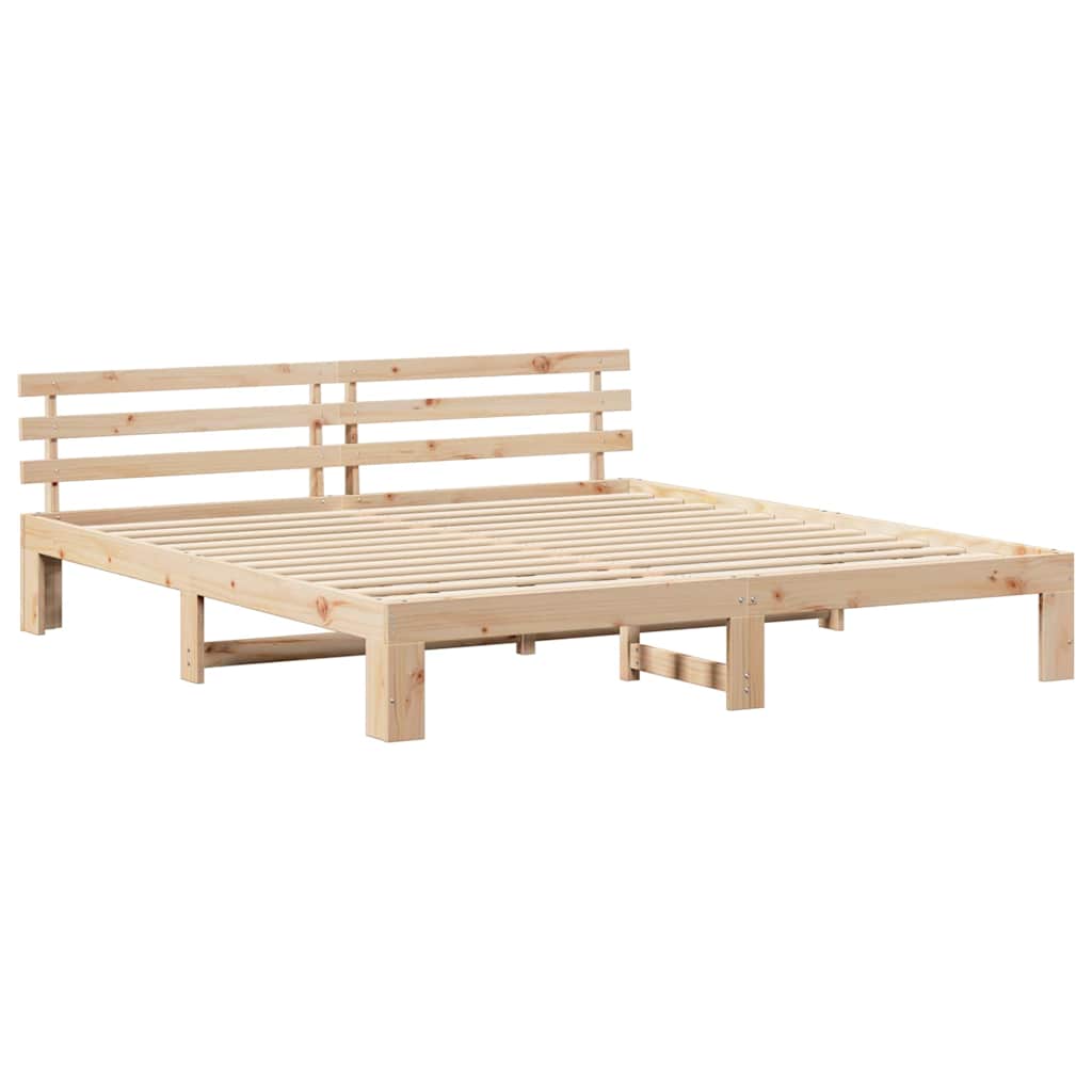 Bed Frame with Headboard Brown 200 x 200 cm Solid Pine wood