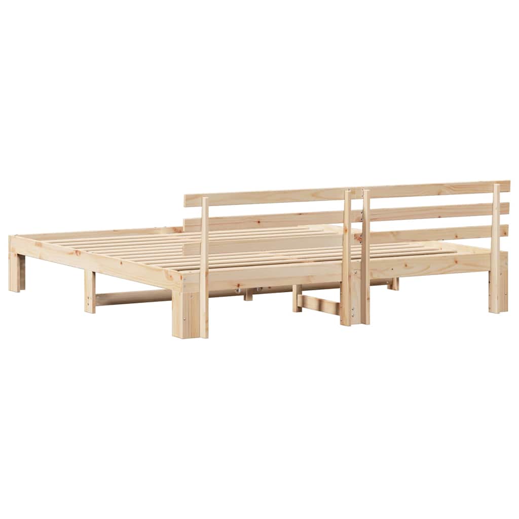 Bed Frame with Headboard Brown 200 x 200 cm Solid Pine wood