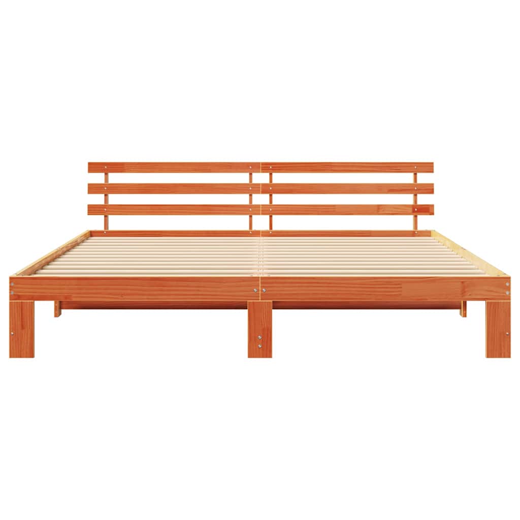Bed Frame with Headboard Brown 200 x 200 cm Solid Pine wood