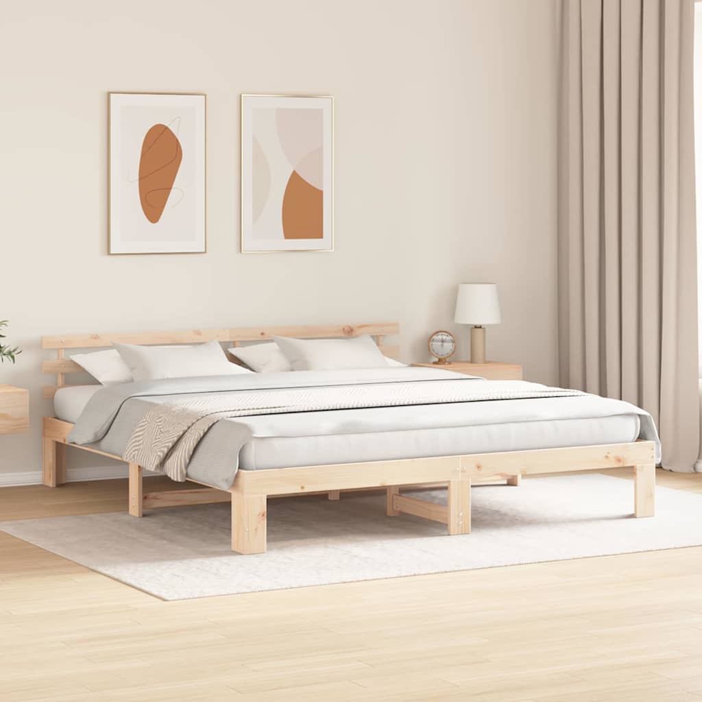 Bed Frame with Headboard Brown 180 x 200 cm Solid Pine wood