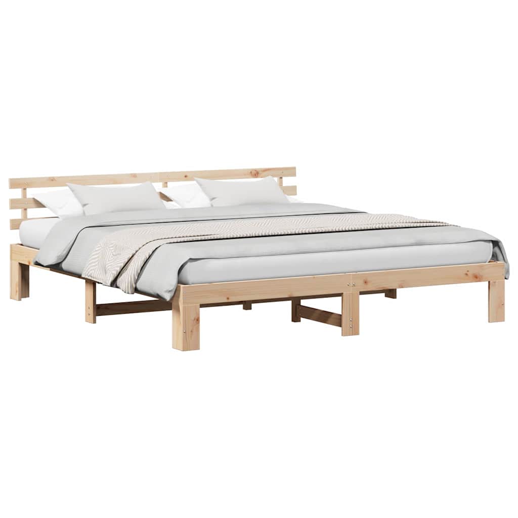 Bed Frame with Headboard Brown 180 x 200 cm Solid Pine wood
