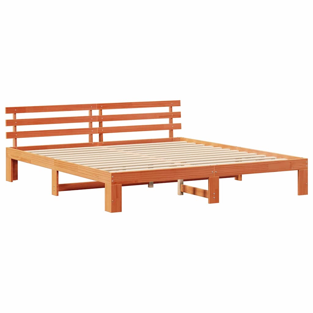 Bed Frame with Headboard Brown 180 x 200 cm Solid Pine wood