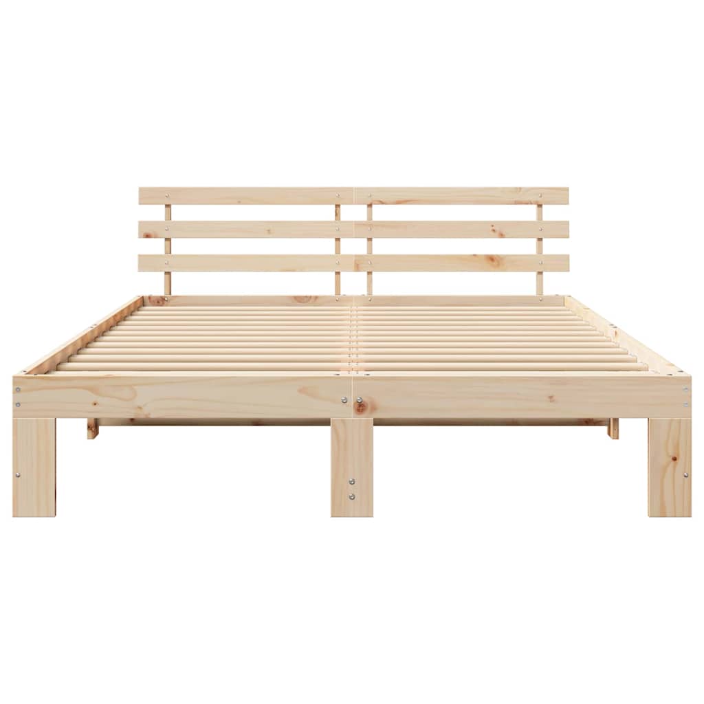 Bed Frame with Headboard Brown 160 x 200 cm Solid Pine wood
