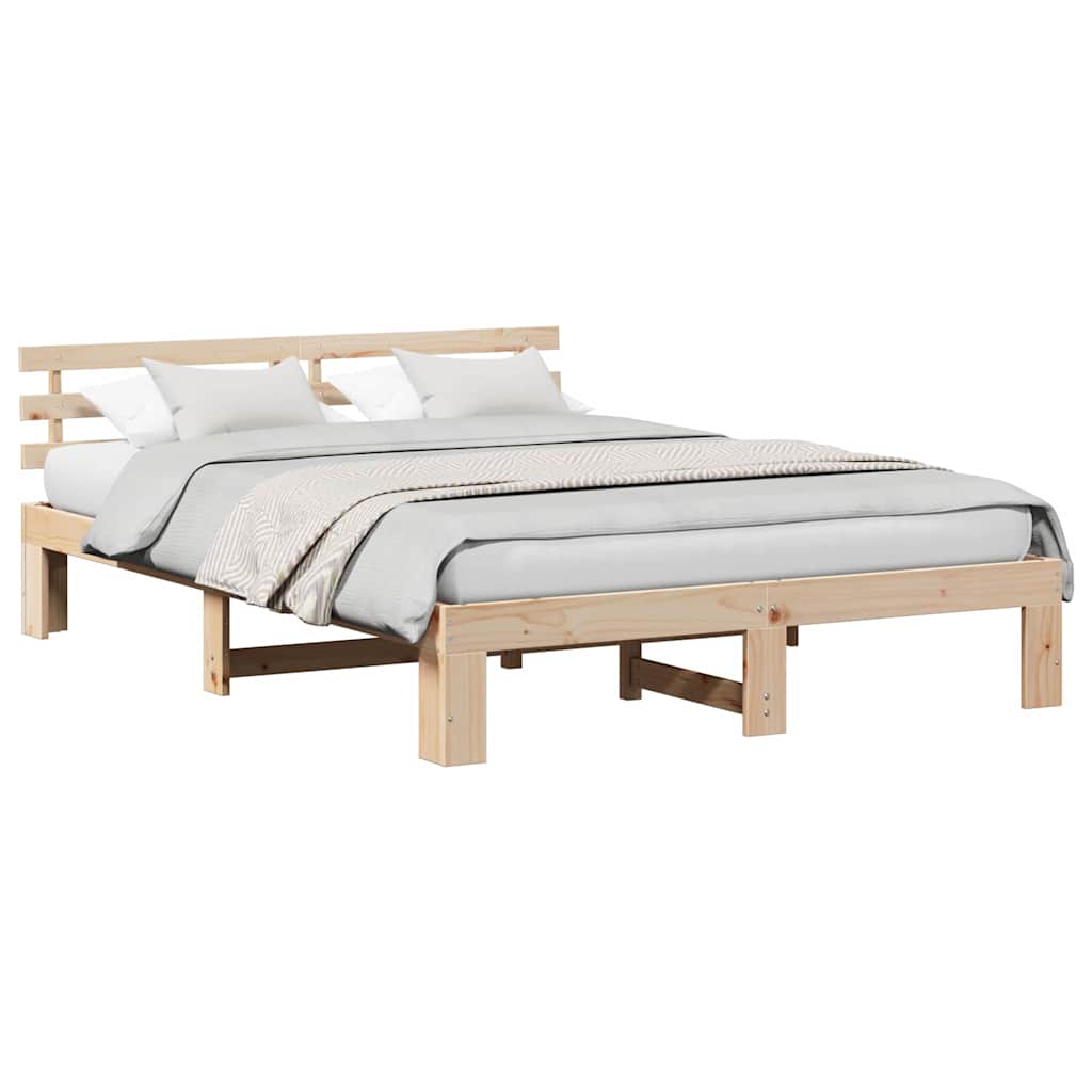Bed Frame with Headboard Brown 160 x 200 cm Solid Pine wood