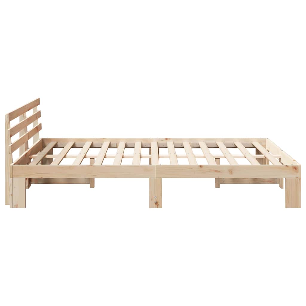 Bed Frame with Headboard Brown 160 x 200 cm Solid Pine wood
