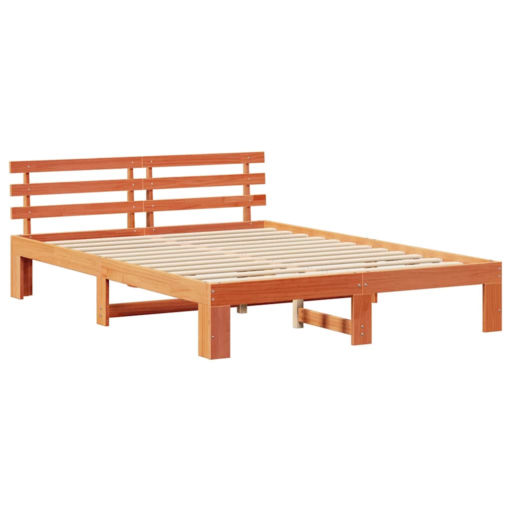 Bed Frame with Headboard Brown 160 x 200 cm Solid Pine wood