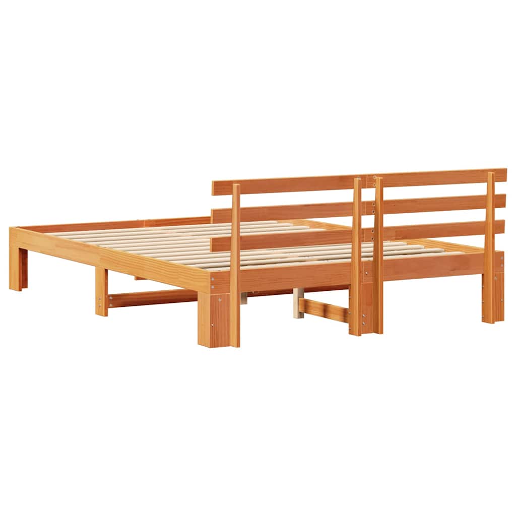 Bed Frame with Headboard Brown 160 x 200 cm Solid Pine wood