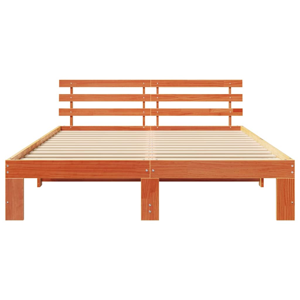 Bed Frame with Headboard Brown 160 x 200 cm Solid Pine wood