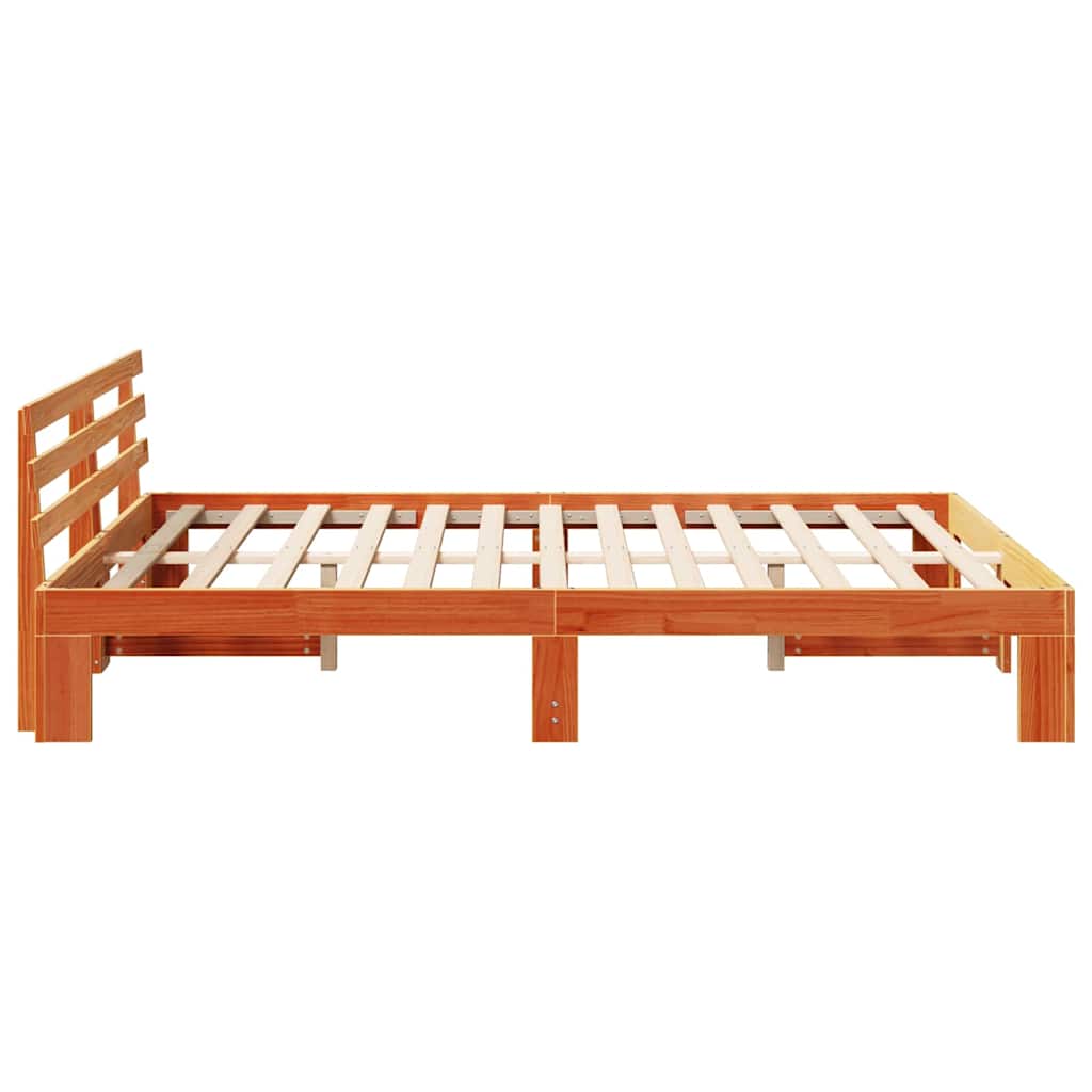 Bed Frame with Headboard Brown 160 x 200 cm Solid Pine wood