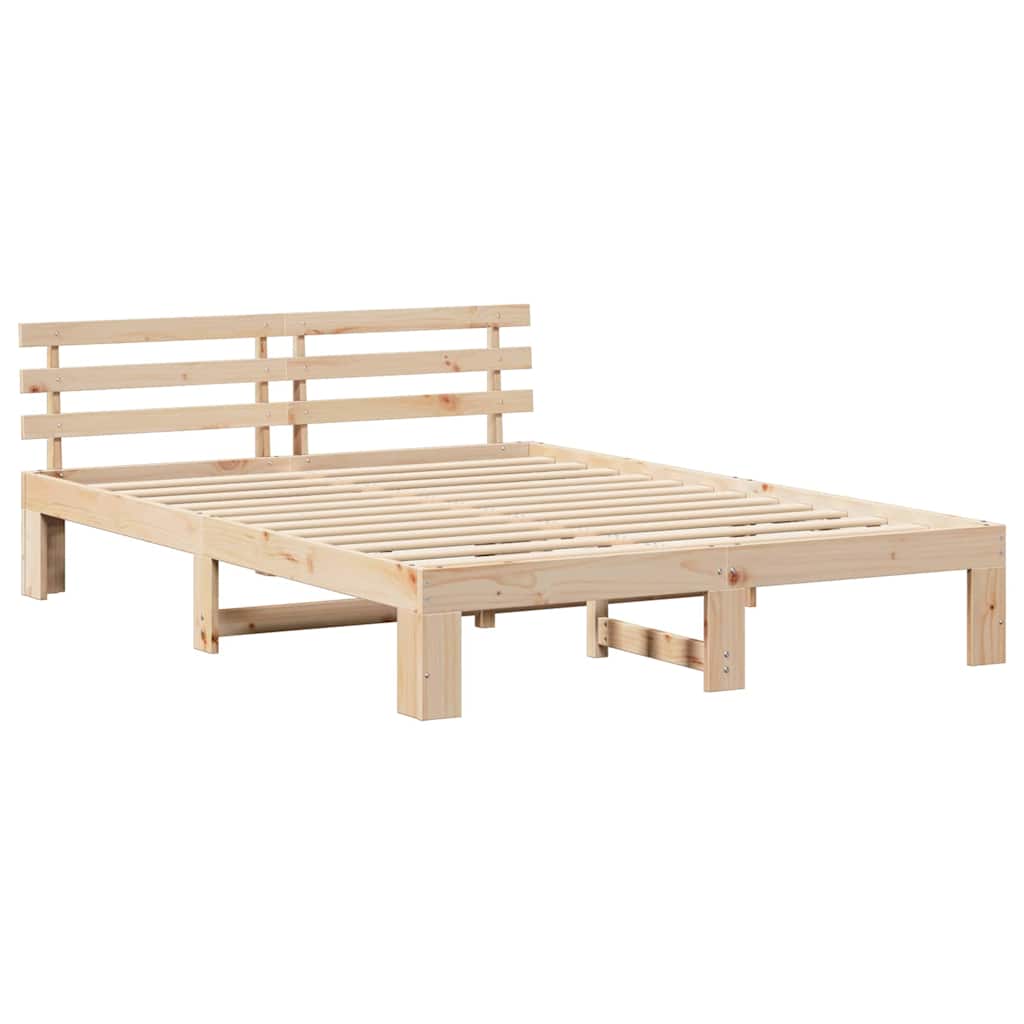 Bed Frame with Headboard Brown 150 x 200 cm Solid Pine wood