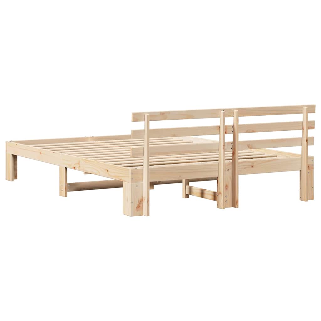 Bed Frame with Headboard Brown 150 x 200 cm Solid Pine wood