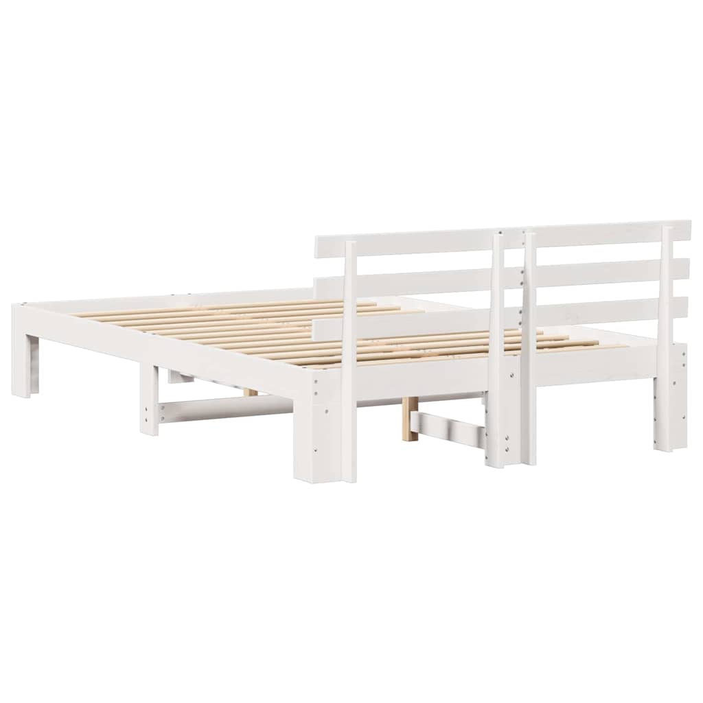 Bed Frame with Headboard White 120 x 200 cm Solid Pine wood