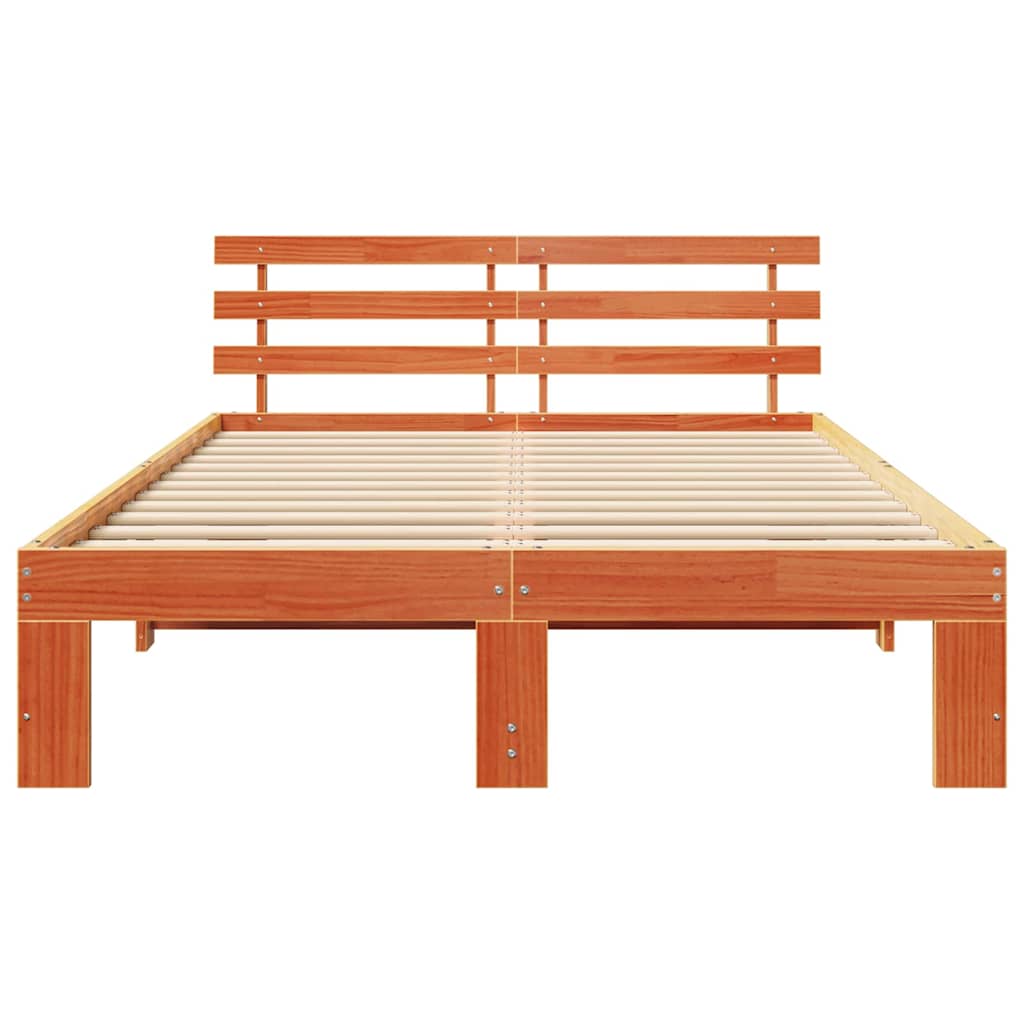 Bed Frame with Headboard Brown 120 x 200 cm Solid Pine wood