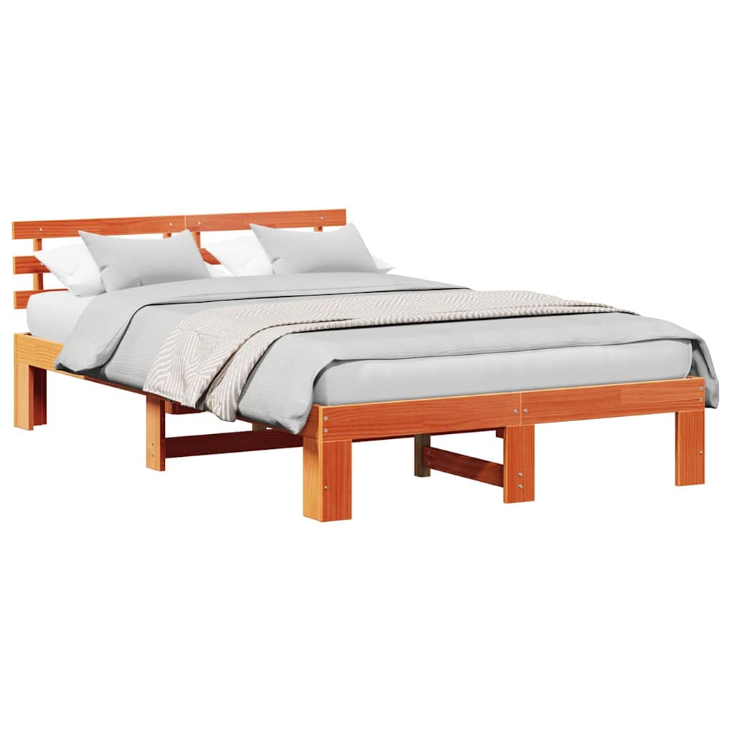 Bed Frame with Headboard Brown 120 x 200 cm Solid Pine wood