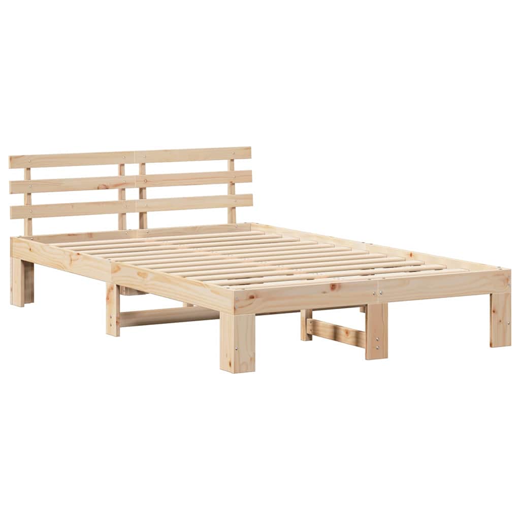 Bed Frame with Headboard Brown 135 x 190 cm Solid Pine wood