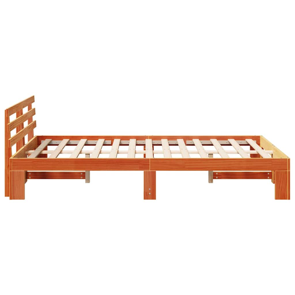 Bed Frame with Headboard Brown 135 x 190 cm Solid Pine wood
