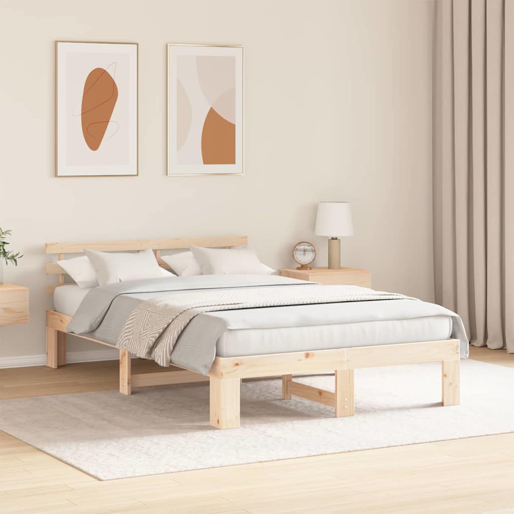 Bed Frame with Headboard Brown 120 x 190 cm Solid Pine wood
