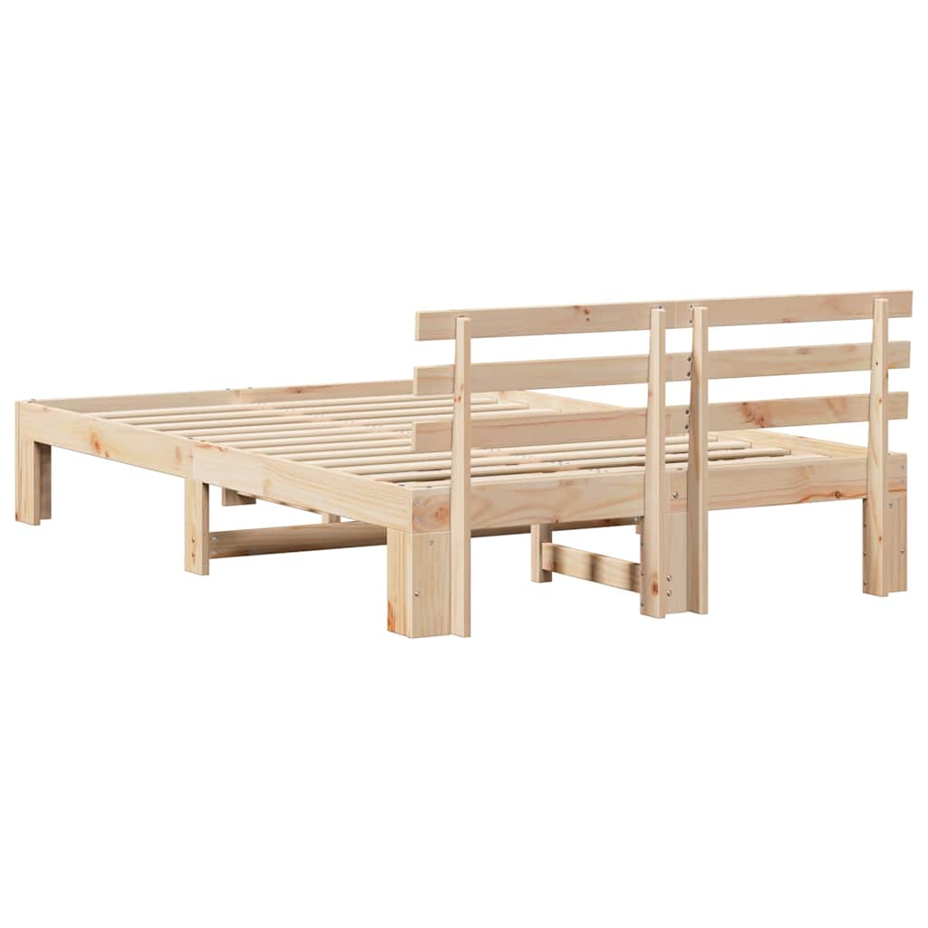 Bed Frame with Headboard Brown 120 x 190 cm Solid Pine wood