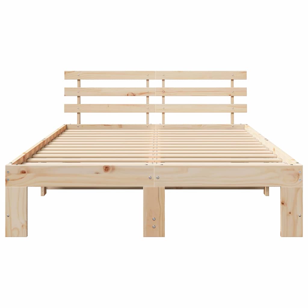 Bed Frame with Headboard Brown 120 x 190 cm Solid Pine wood