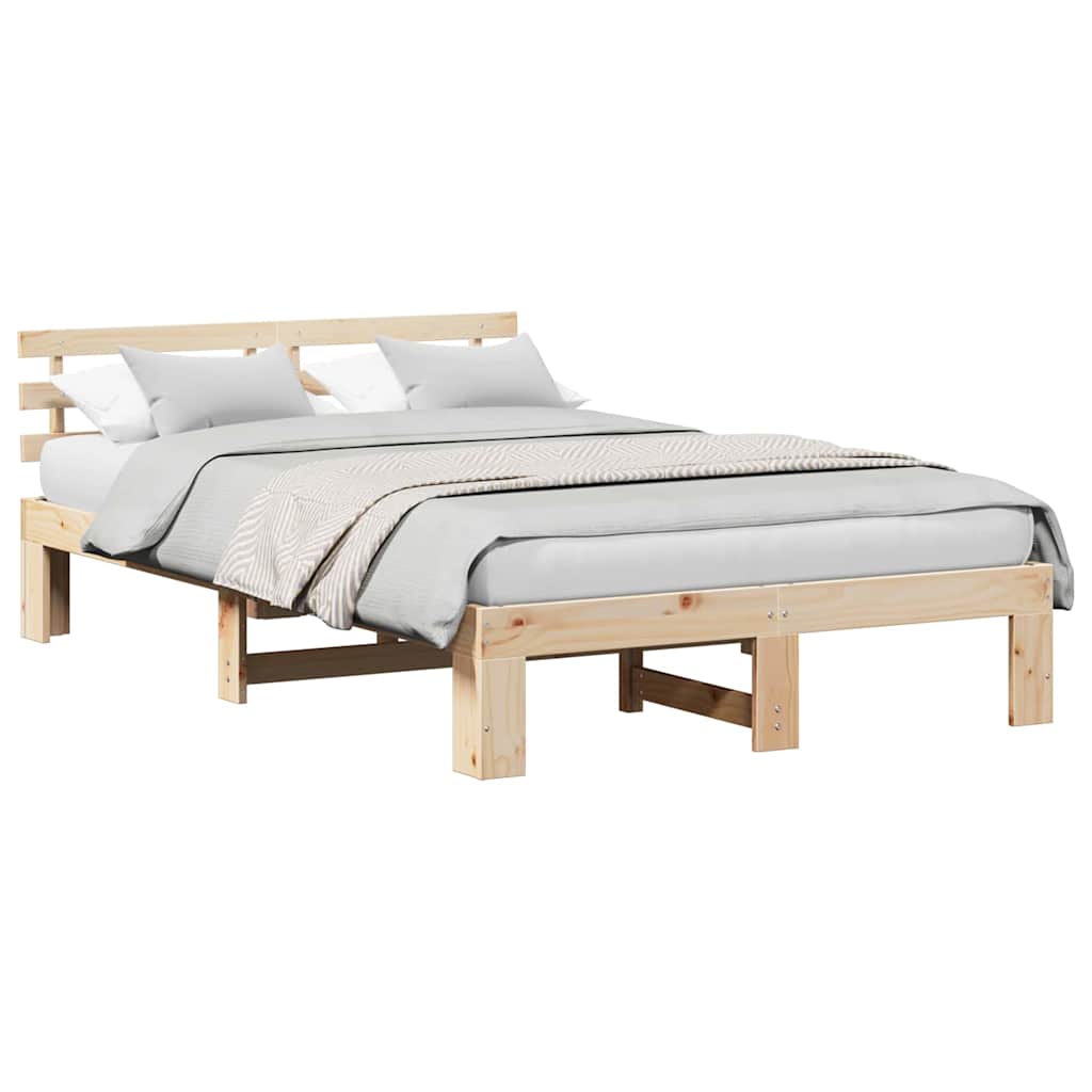 Bed Frame with Headboard Brown 120 x 190 cm Solid Pine wood