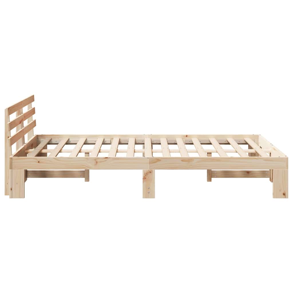 Bed Frame with Headboard Brown 120 x 190 cm Solid Pine wood