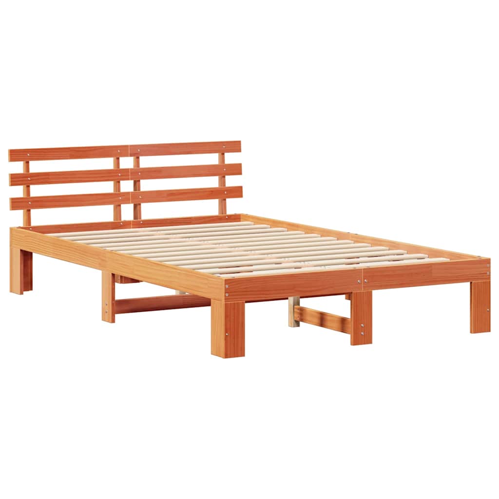 Bed Frame with Headboard Brown 120 x 190 cm Solid Pine wood