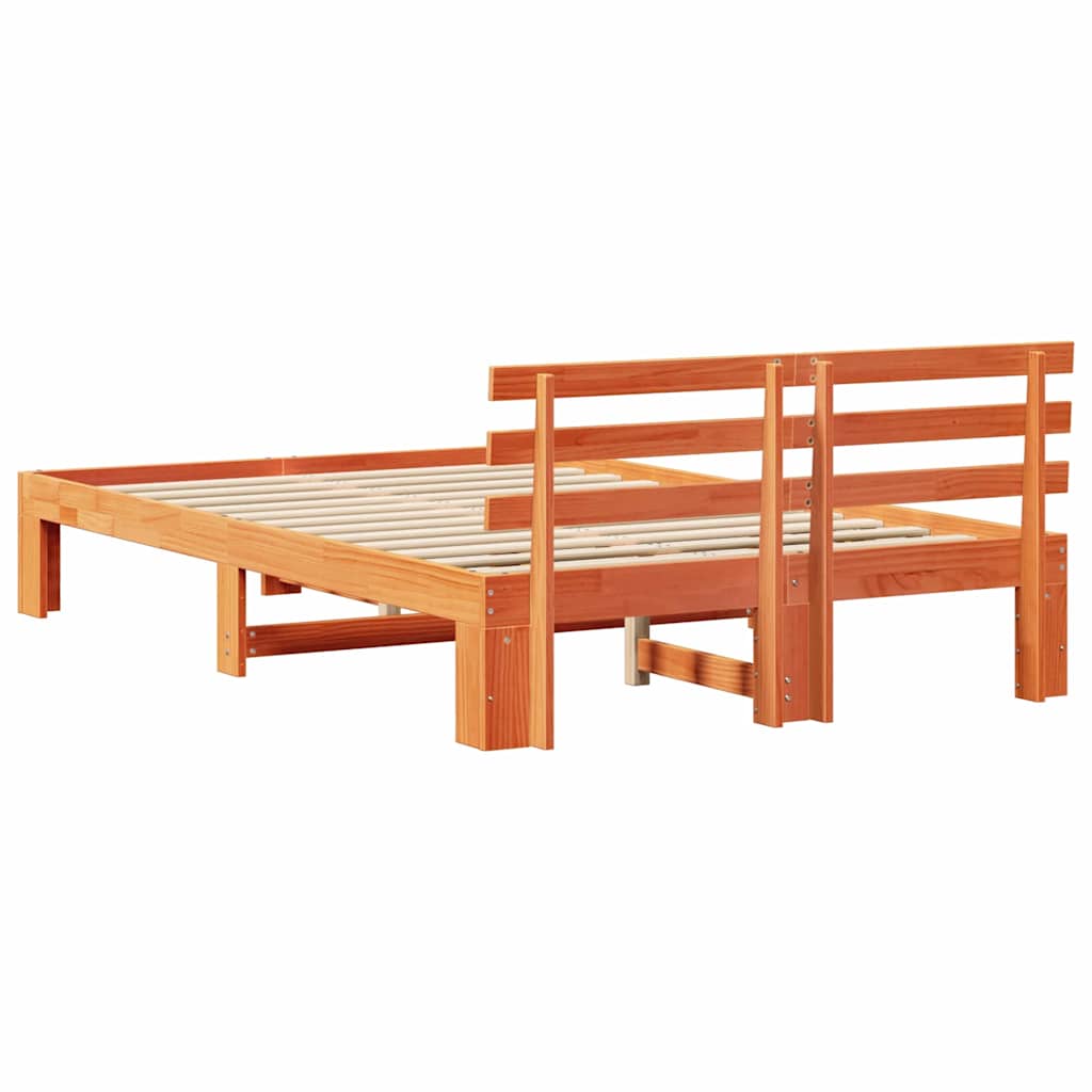 Bed Frame with Headboard Brown 120 x 190 cm Solid Pine wood