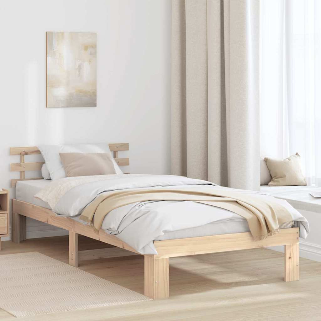 Bed Frame with Headboard Brown 100 x 200 cm Solid Pine wood