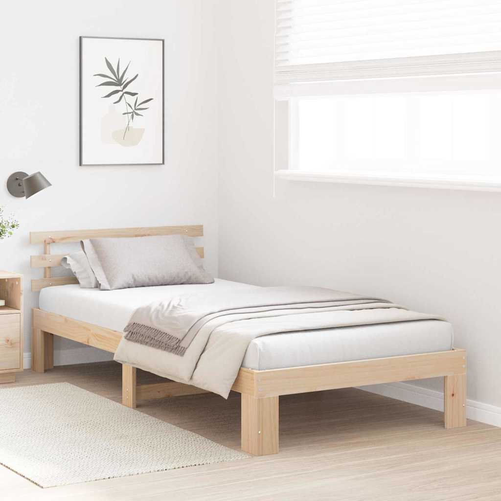 Bed Frame with Headboard Brown 100 x 200 cm Solid Pine wood