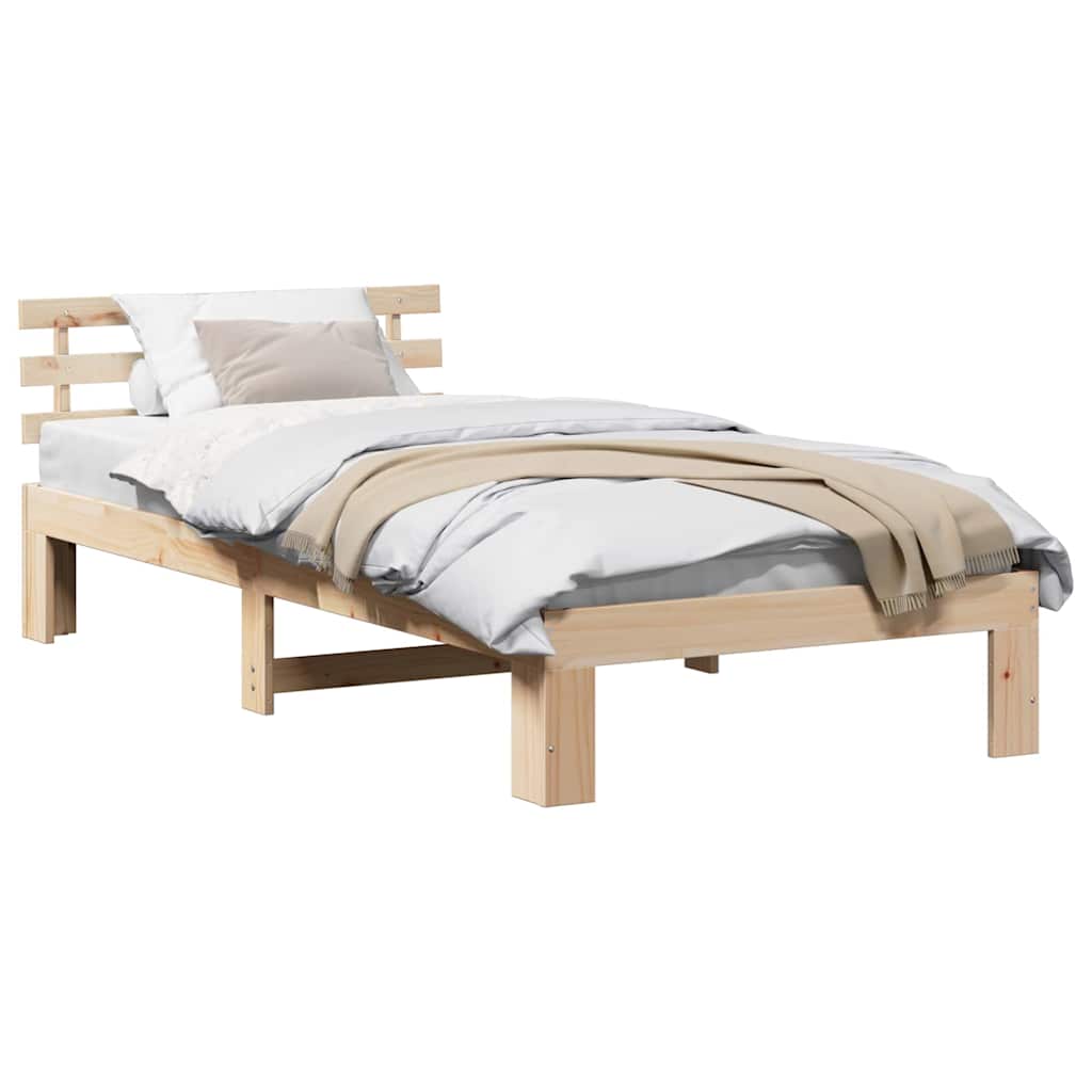 Bed Frame with Headboard Brown 100 x 200 cm Solid Pine wood