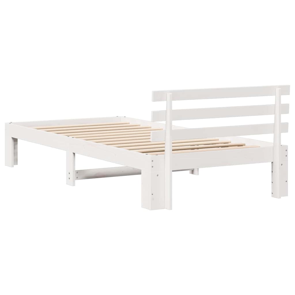 Bed Frame with Headboard White 100 x 200 cm Solid Pine wood