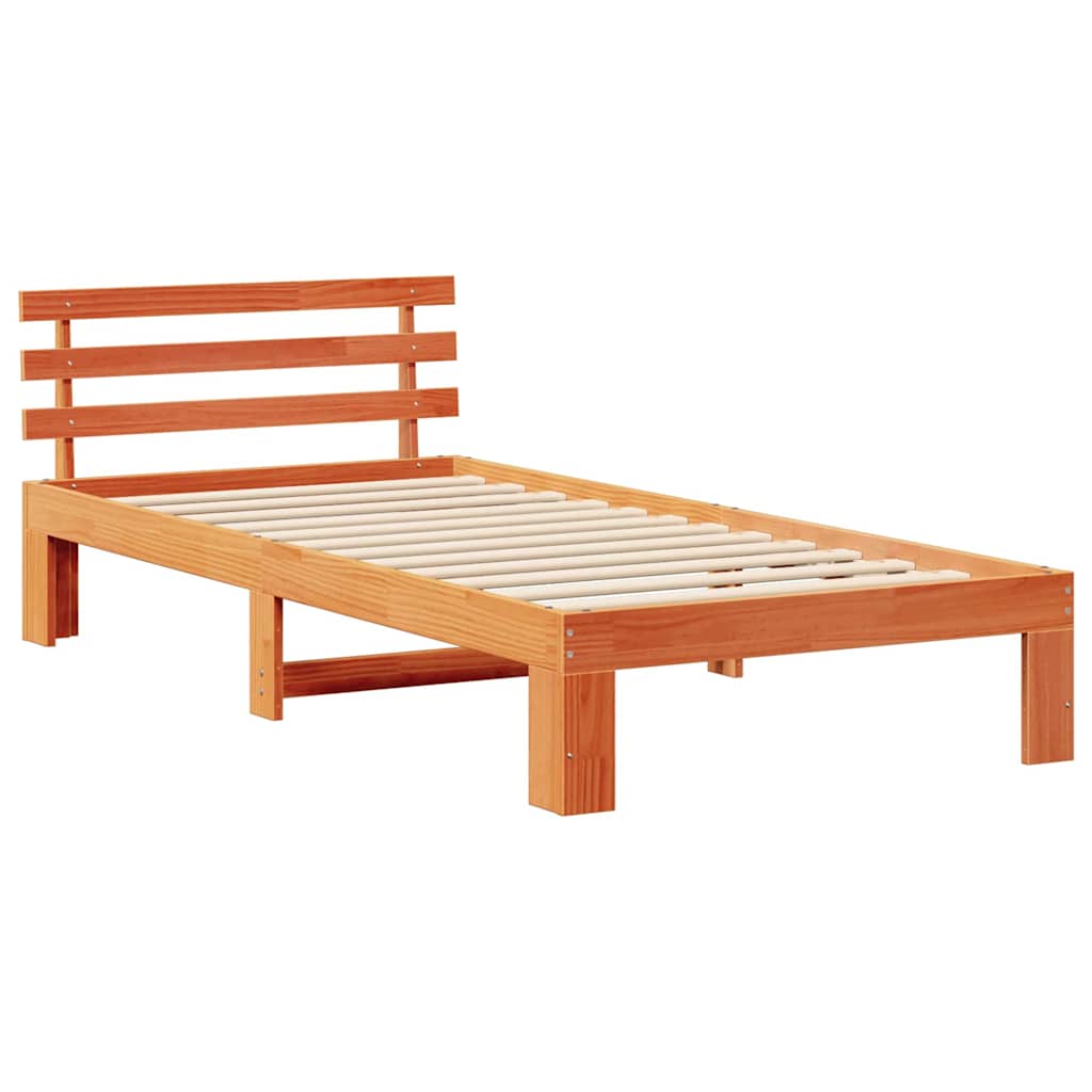 Bed Frame with Headboard Brown 100 x 200 cm Solid Pine wood