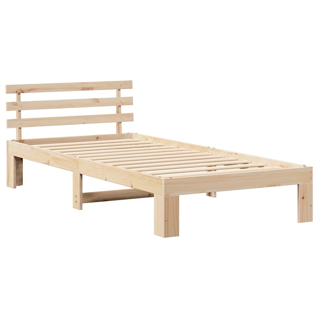 Bed Frame with Headboard Brown 90 x 200 cm Solid Pine wood