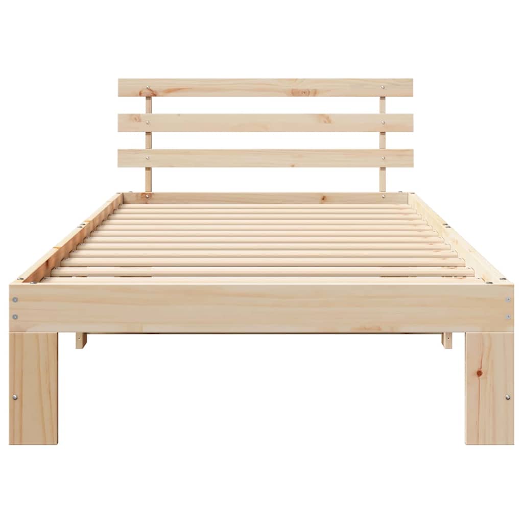 Bed Frame with Headboard Brown 90 x 200 cm Solid Pine wood