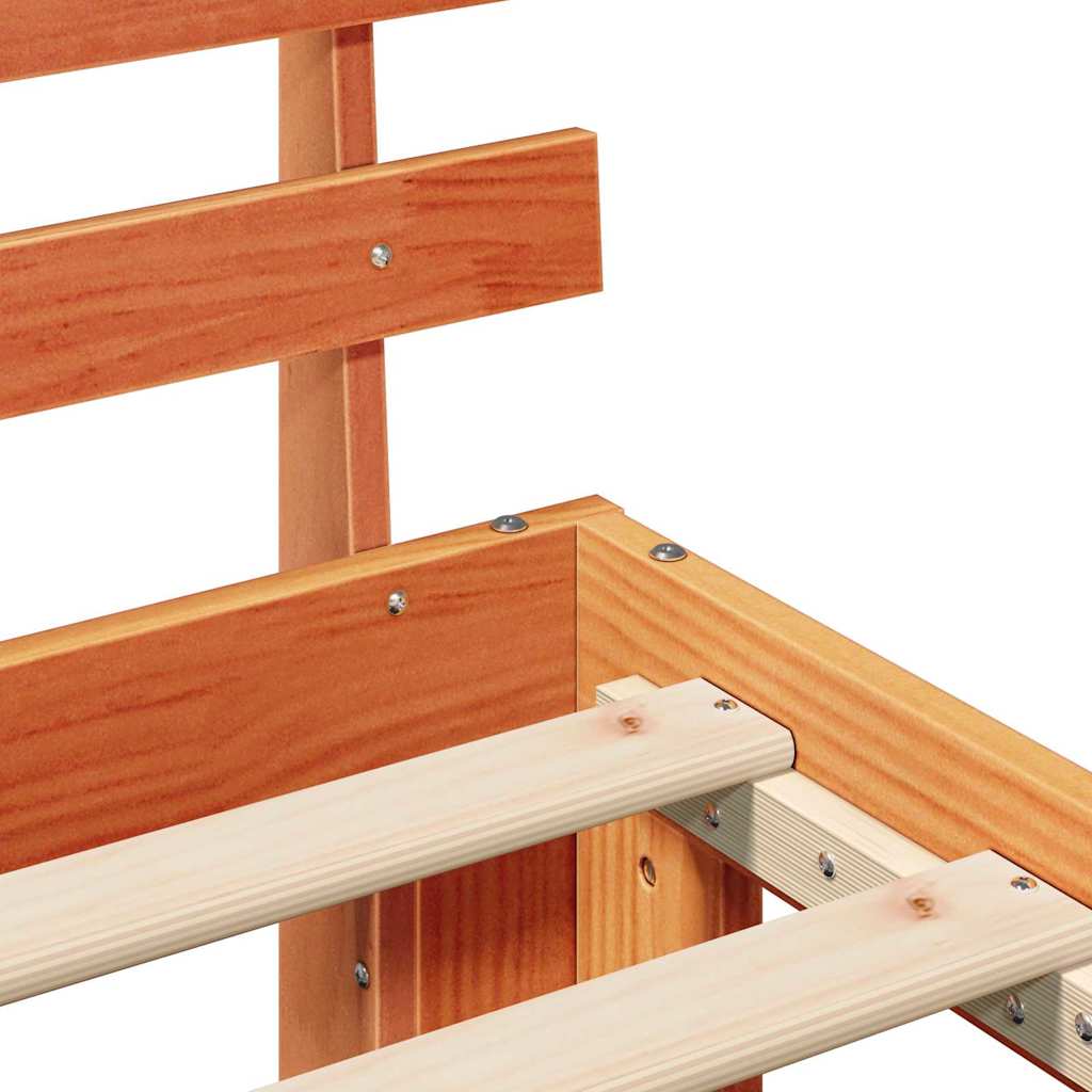 Bed Frame with Headboard Brown 90 x 200 cm Solid Pine wood