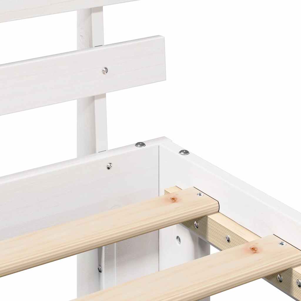 Bed Frame with Headboard White 90 x 190 cm Solid Pine wood