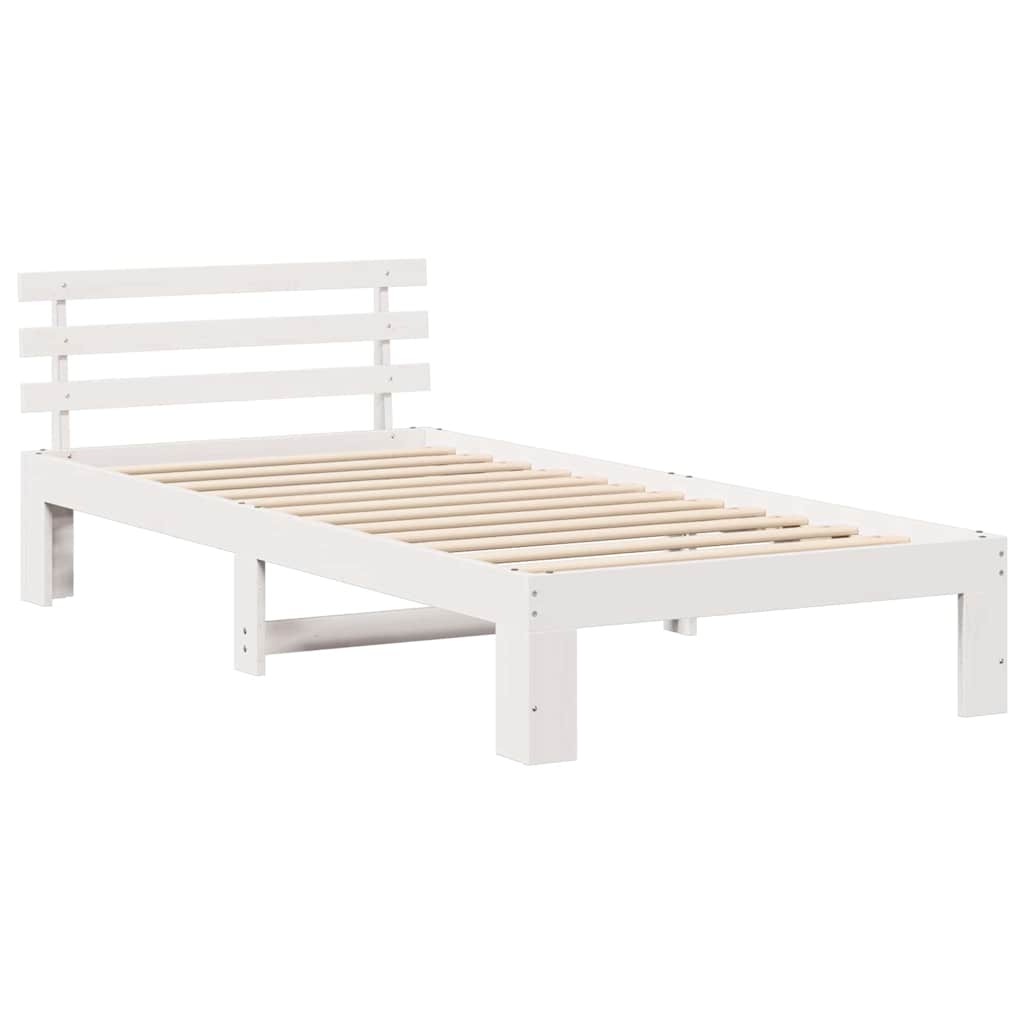 Bed Frame with Headboard White 90 x 190 cm Solid Pine wood