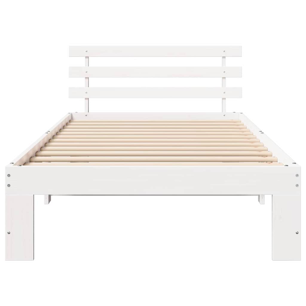 Bed Frame with Headboard White 90 x 190 cm Solid Pine wood