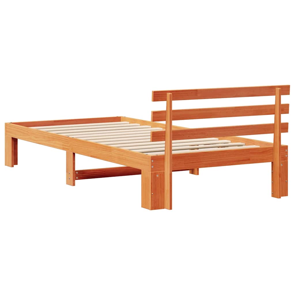 Bed Frame with Headboard Brown 90 x 190 cm Solid Pine wood