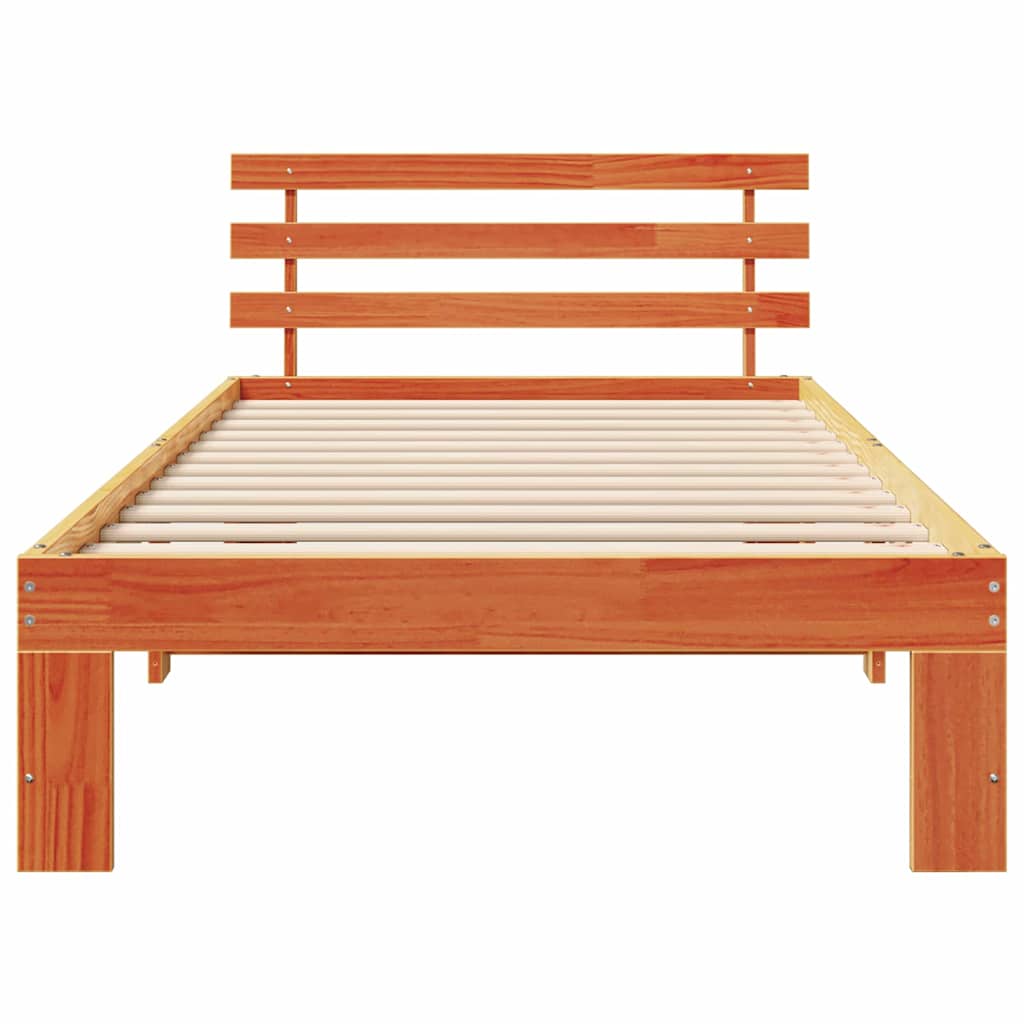 Bed Frame with Headboard Brown 90 x 190 cm Solid Pine wood