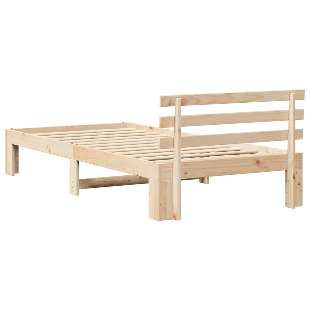 Bed Frame with Headboard Brown 75 x 190 cm Solid Pine wood