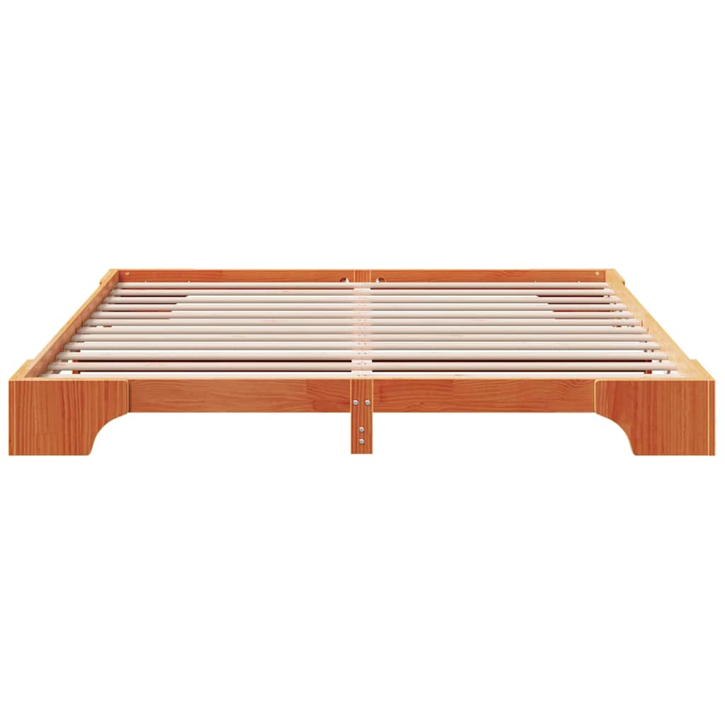 Bed Frame Wax brown 200 x 200 cm Solid pine wood