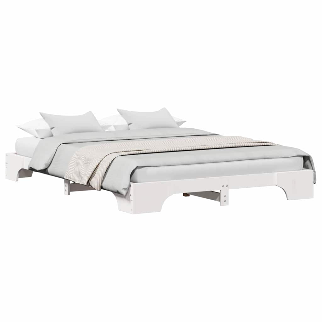 Bed Frame White 150 x 200 cm Solid pine wood