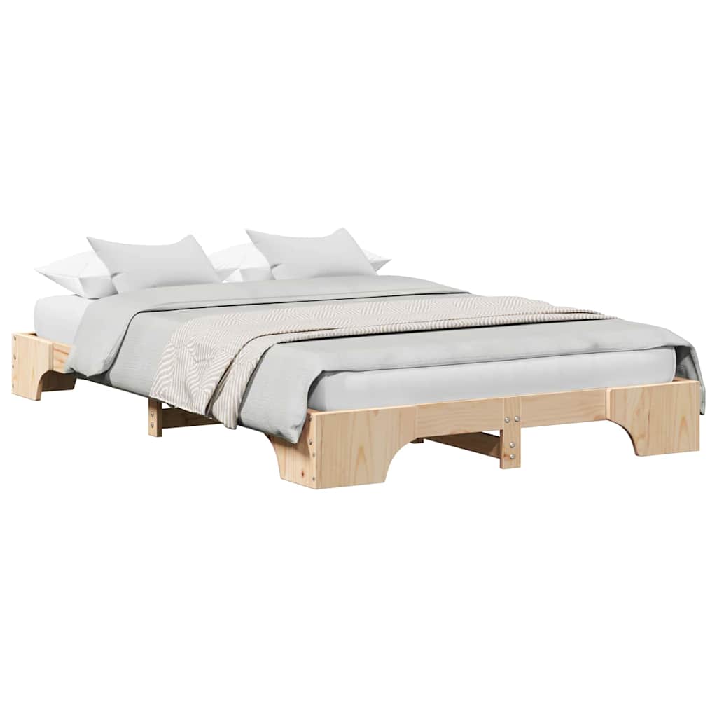 Bed Frame Solid Pine Wood 140 x 190 cm Solid pine wood