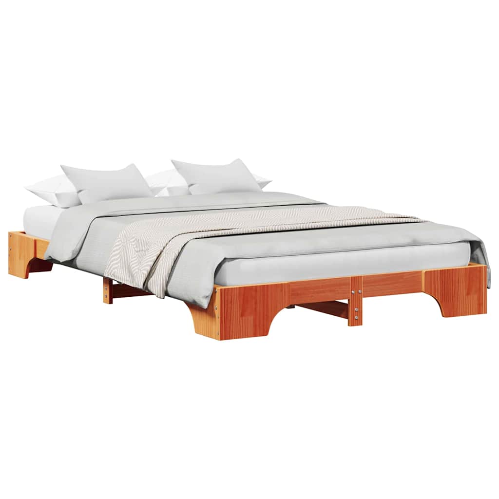 Bed Frame Wax brown 140 x 190 cm Solid pine wood