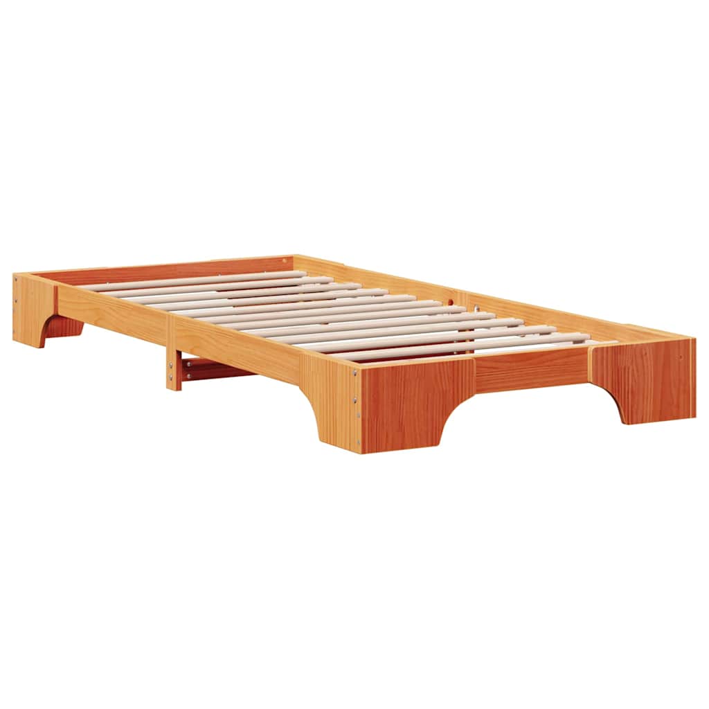 Bed Frame Wax brown 100 x 200 cm Solid pine wood