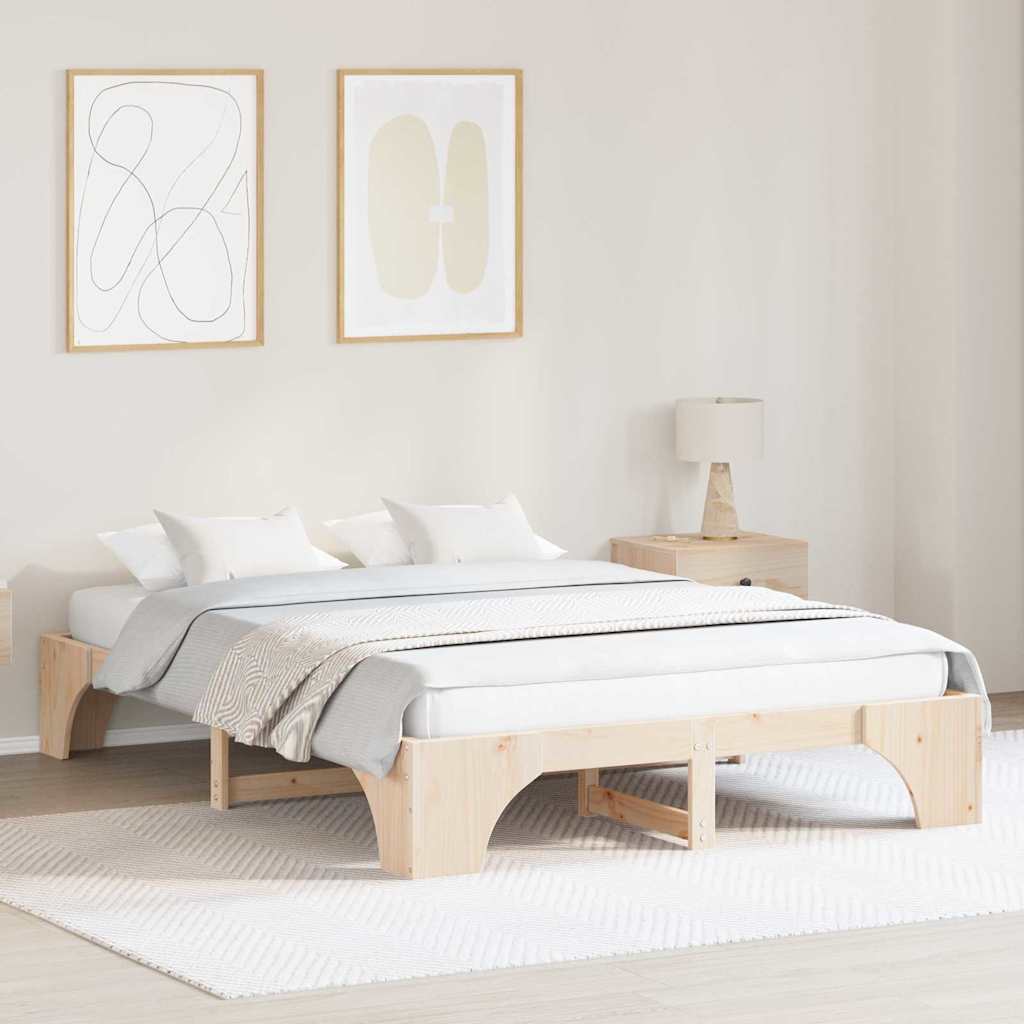 Bed Frame Solid Pine Wood 160 x 200 cm Solid pine wood