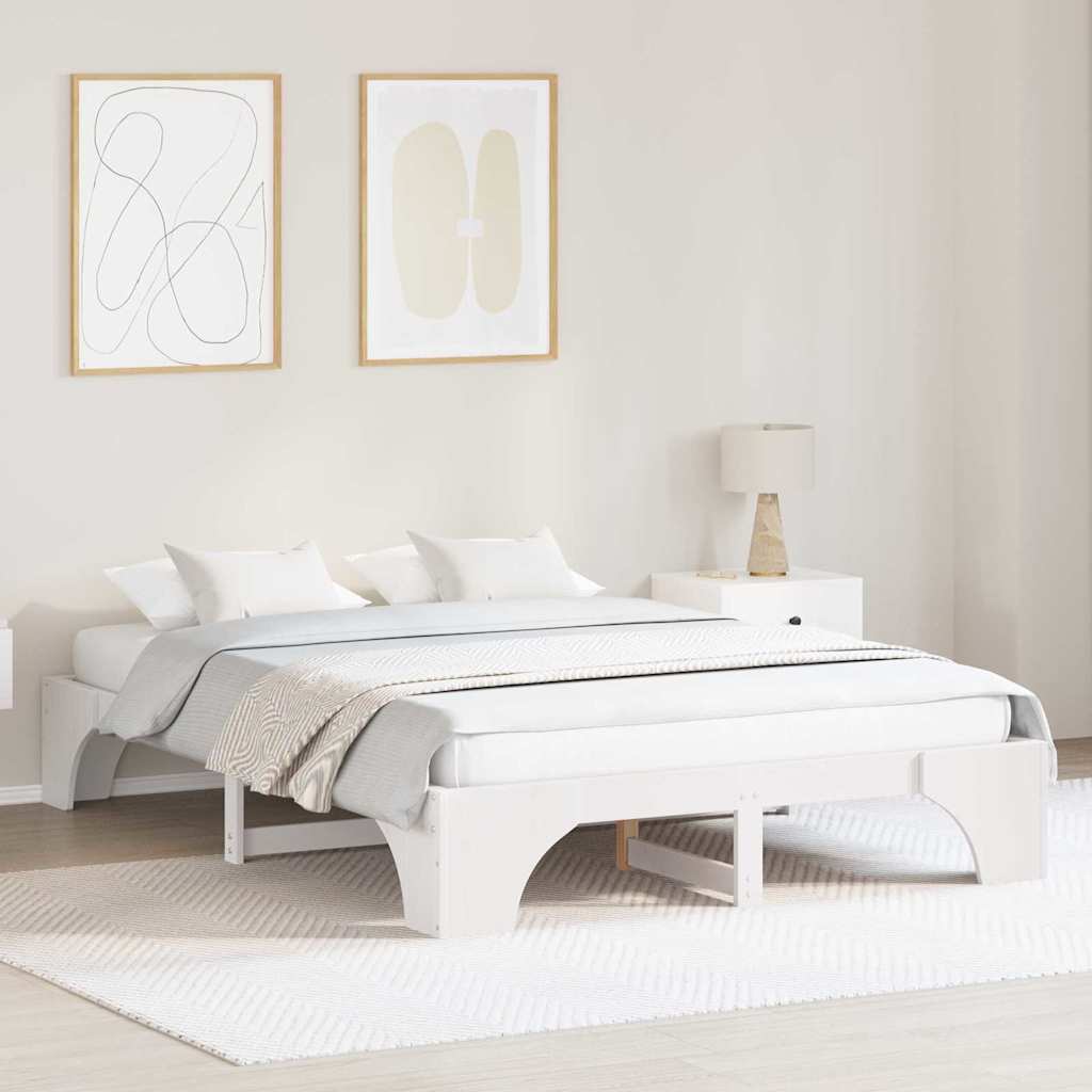 Bed Frame White 150 x 200 cm Solid pine wood