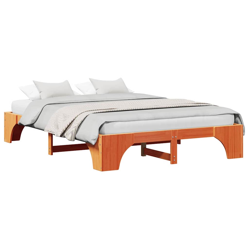 Bed Frame Wax brown 140 x 200 cm Solid pine wood